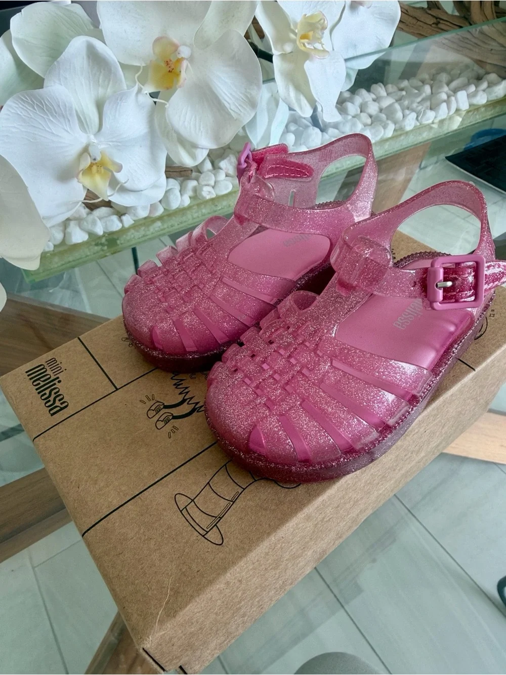Mini Melissa Possesion Glitter Jelly Sandals 6